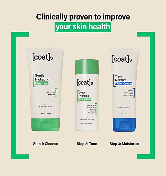 Coats Skinsentials Bundle – Cleanser 5 oz, Toner 4.2 oz & Moisturizer 2.5 oz – 3-Step Regimen Prevents Breakouts and Protects Skin Barrier with Ceramides, For Women and Men-BrightBean Baby