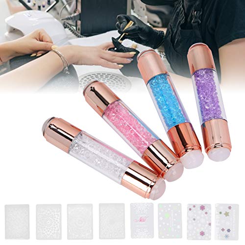 4Sets Manicure Art Stampers Silicone Stamp Pens Nail Stamping Plates Double Ended W/Nail Seal Plate Manicure Stamp Pen for home nail salon use-BrightBean Baby
