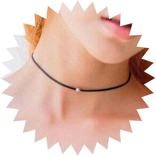 Boho Leather Choker Necklace Thin Black Suede Velvet Necklace Chain Vintage Minimalist Beaded Necklace 90s Chain Jewelry for Women Gifts-BrightBean Baby