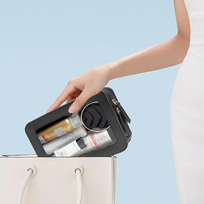 Clear Makeup Bag Small, TSA Approved Portable Toiletry Bag with Zipper Cosmetic Travel Bag Makeup Organizer Case Mini Makeup Pouch for Purse Car Organizer Bag for Women Men-BrightBean Baby