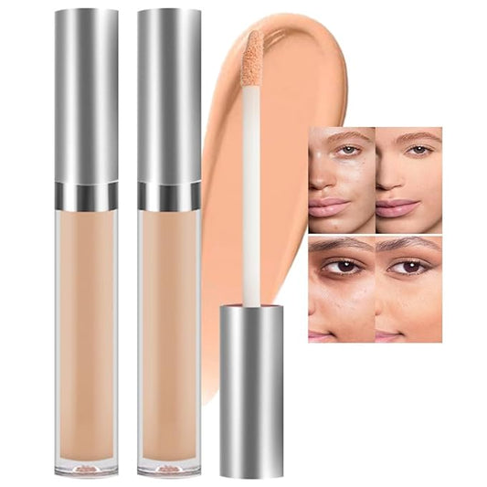 Kaely 2Pcs Hydrating Concealer Wand,Full Coverage Liquid under Eye Concealer,Long Lasting Waterproof Primer Makeup for Dark Circles and Puffiness Trouble Spots Redness,Eye Ring corrector de ojeras 03-BrightBean Baby