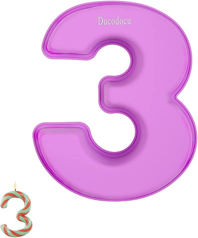 Ducodocu Large Number Cake Pan for Baking 3D Silicone Cake Mold DIY Baking Mold Novel Cake Tins for Birthday Wedding Anniversary Number of 3