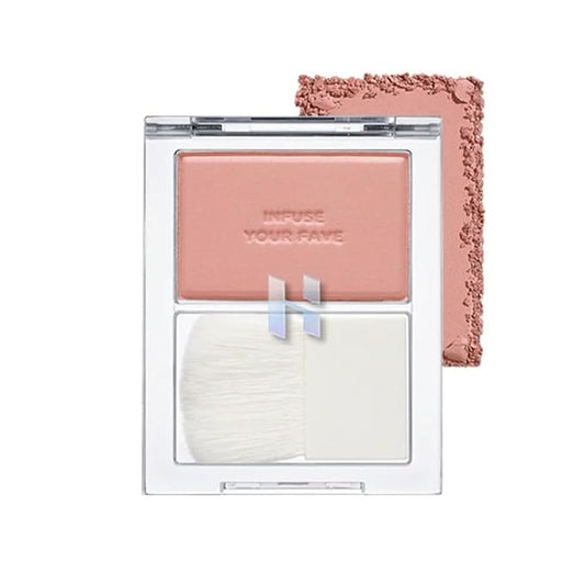 HOLIKA HOLIKA Infusing Blush with Brush - Lightweight, Smooth, Blendable Cheek Blusher, Sebum-Control, Natural Pore Coverage, Built-In Brush, Long-Lasting Pigment for Romantic Mood (02 ROSERA)-BrightBean Baby