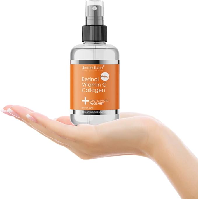 3 in 1 Super-Charged Anti-Aging Face Mist w/Retinol, Vitamin C + Collagen | Hydrates, Refreshes & Brightens for a More Glowing Complexion | 4 fl oz, 120 ml-BrightBean Baby