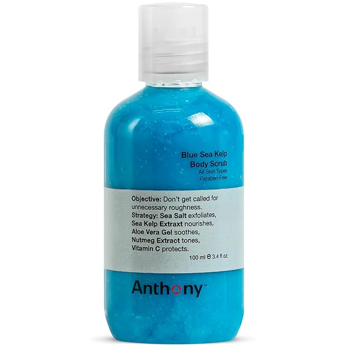 Anthony Exfoliating Body Scrub – Sea Salt, Vitamin C, And Aloe Vera Deep Cleans, Smooths Rough Patches & Soothes and Protects Skin – Blue Sea Kelp Body Wash 3.4 Fl Oz-BrightBean Baby