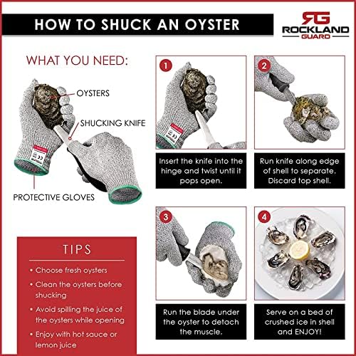 Rockland Guard Oyster Shucking Knife - Oyster Knife Shucker for Opening Clams, Scallops, Shellfish - Stainless Steel Blade, Non-Slip Ergonomic Handle - Kitchen Tool for Chefs, Cooks - Set of 2 Knives