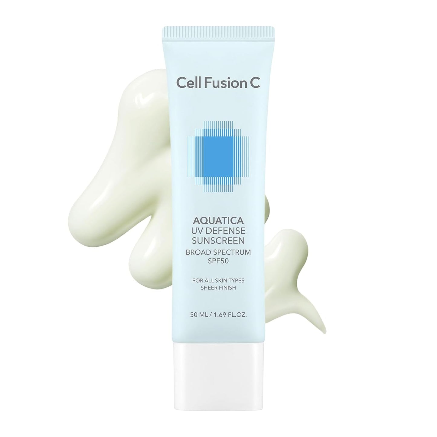 Cell Fusion C Aquatica UV Defense Face Sunscreen SPF 50, No White Cast, Hydrating SPF Moisturizer with PDRN, 50ml / 1.69 fl.oz-BrightBean Baby