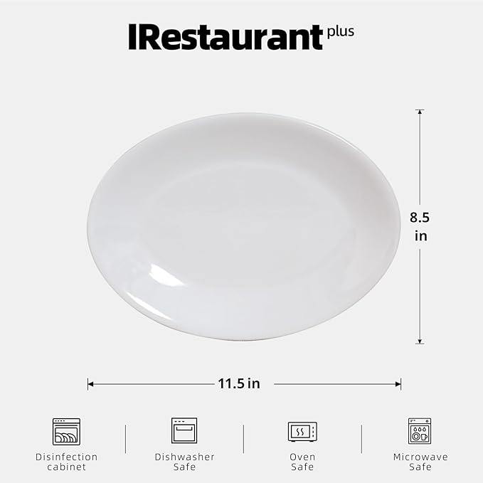 Stoneware Coupe Commercial Grade Dinnerware, Bright White, Oval Platter 11.75" x 8", Case of 12