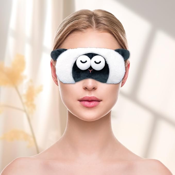 PERFECTSIGHT Sleep Eye Masks, Cute Plush Sleep Eye Cover Lightweight Adjustable Eyeshade Faux Fur Mask Cover for Women Men Sleep Travel Nap (Sheep)-BrightBean Baby