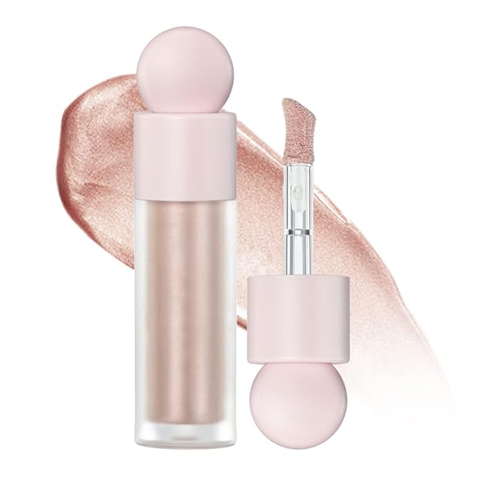 Liquid Highlighter Natural Glow For Face & Body, Waterproof Moisturizing Light Liquid Luminizer For Long Lasting Shimmer, Contour Highlighter Stick Easy to Apply with Cushion Applicator (#3 Rose gold)-BrightBean Baby