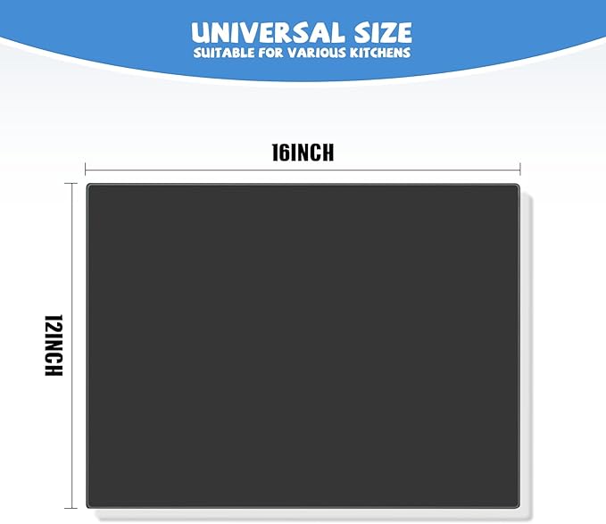 Tempered Glass Cutting Board for Kitchen, Black Glass Board for Countertop, Heat Resistant, with Non-Slip Feet, 12x16" 1Pcs