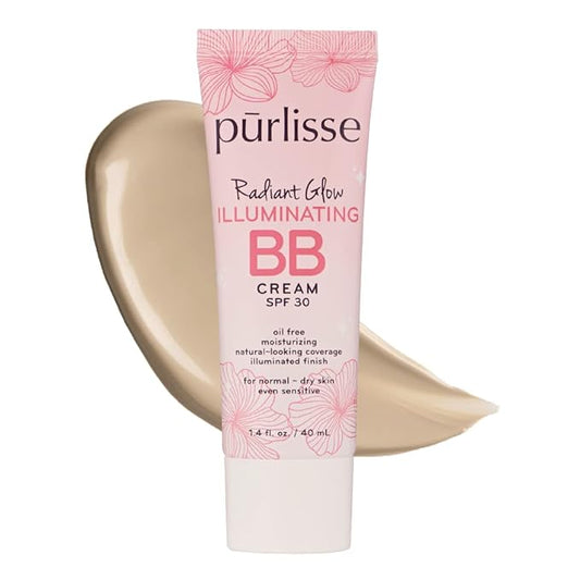 pūrlisse Radiant Glow Illuminating BB Cream with SPF 30 - Glow BB Cream Enriched with Goji & Hawthorn Berry for Dewy Skin - Helps to Improve Skin Texture & Radiance - Light (1.4 oz)-BrightBean Baby
