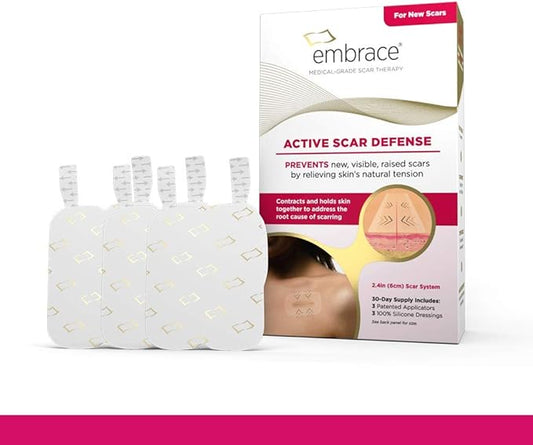 Embrace Active Scar Defense for New Scars, FDA-Cleared Silicone Scar Sheets, 2.4 Inch, Medium, 60 Day Supply (Recommended Treatment)-BrightBean Baby