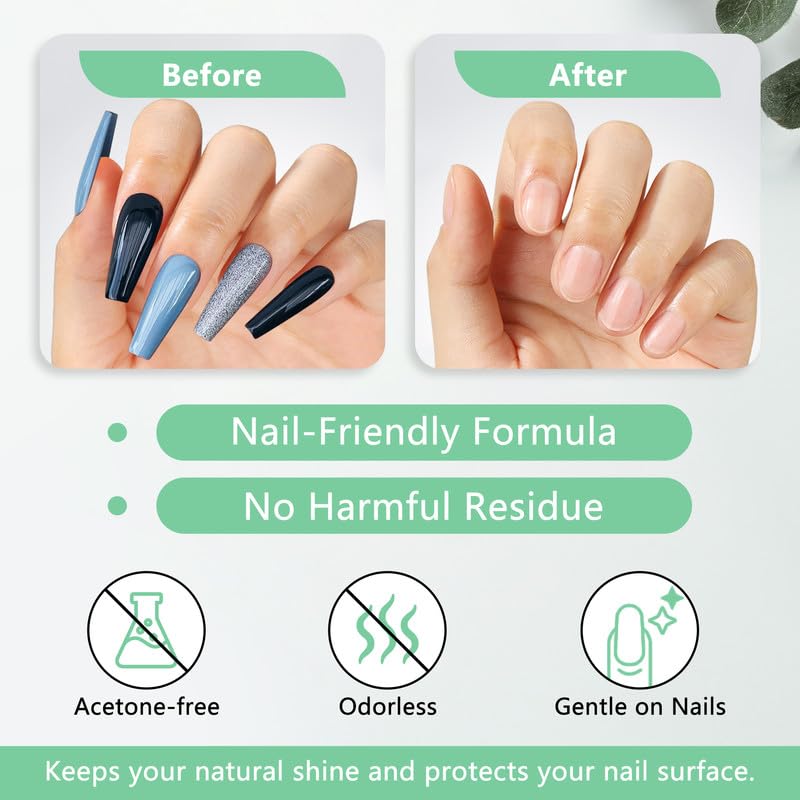 Nail Glue Remover for Press on Nails, 2025 Upgraded 2 In 1 Stick & Remover Pen Design, Not for Gel Polish Base Coat, Quick Gentle Removal Fake Nail Tips Press Ons, 2pcs*5ml-BrightBean Baby