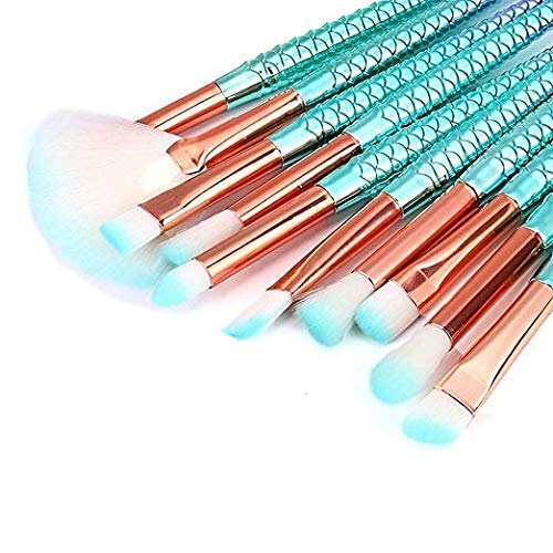 Funfunman Makeup Brushes 11PCS Make Up Foundation Eyebrow Eyeliner Blush Cosmetic Concealer Brushes(Mermaid Colorful)-BrightBean Baby