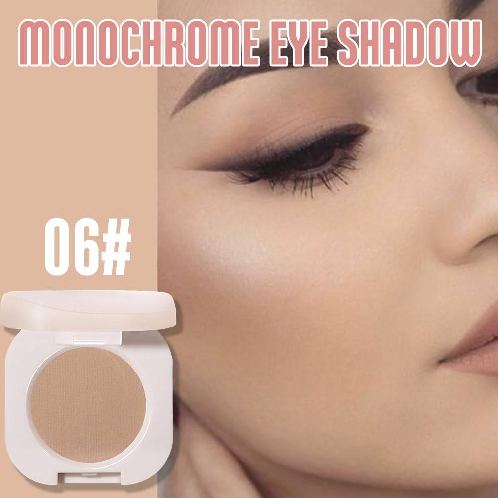 Matte Eyeshadow Monochrome, Rice Brown Eye Shadow Makeup, Neutral Matte Pressed Powder, Single Vegan Eyeshadow, Highly Pigmented Natural Eyeshadow Palette,Single Long Lasting Deep Nature Eye Make 06#-BrightBean Baby