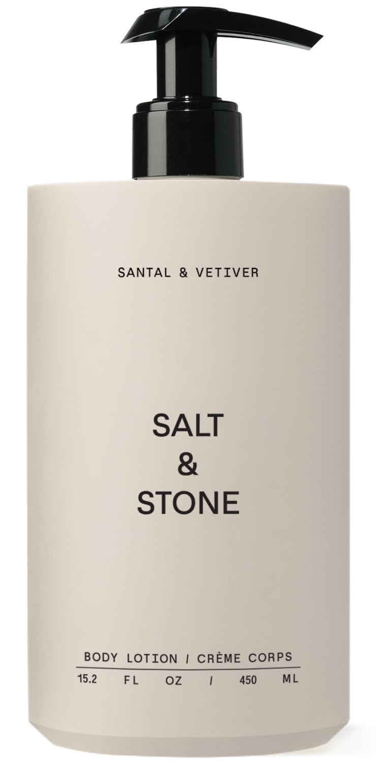 Salt & Stone Body Lotion for Women & Men| Scented Daily Body Lotion | Hydrates, Nourishes & Softens Skin | Restores Dry Skin | Fast-Absorbing | Cruelty-Free & Vegan (450 ml) (Santal & Vetiver)-BrightBean Baby
