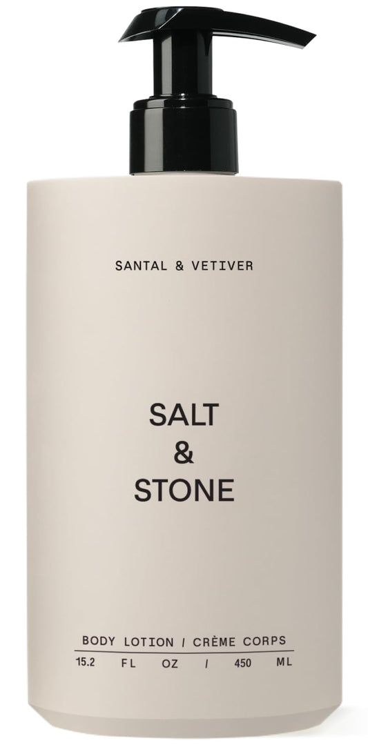 Salt & Stone Body Lotion for Women & Men| Scented Daily Body Lotion | Hydrates, Nourishes & Softens Skin | Restores Dry Skin | Fast-Absorbing | Cruelty-Free & Vegan (450 ml) (Santal & Vetiver)-BrightBean Baby