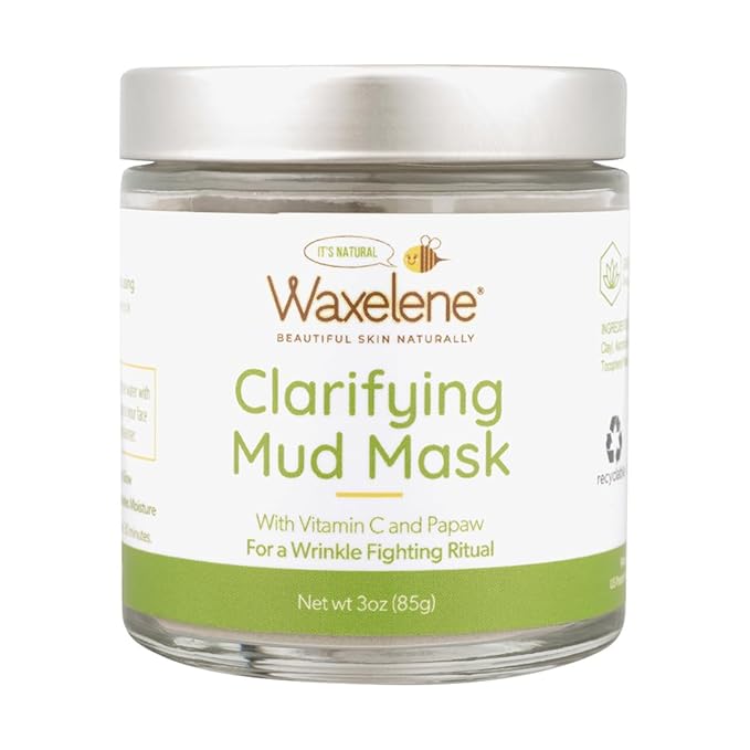Waxelene Clarifying Mud Mask Dry Blend - Wrinkle Fighting Ritual Cleans Pores Hydrates Nourishes Skin Vitamin C Papaw Bentonite French Green Clay-BrightBean Baby