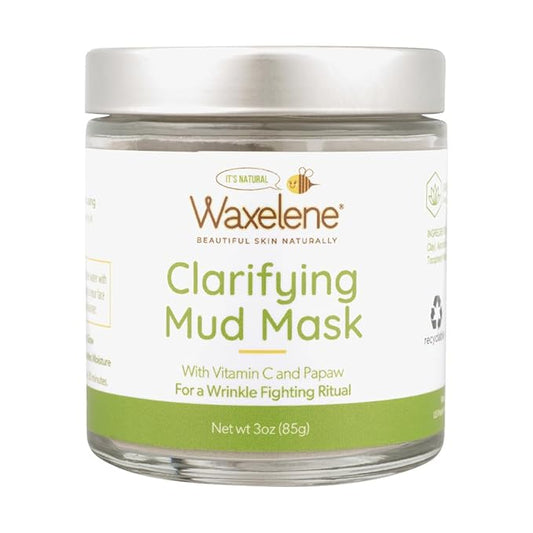 Waxelene Clarifying Mud Mask Dry Blend - Wrinkle Fighting Ritual Cleans Pores Hydrates Nourishes Skin Vitamin C Papaw Bentonite French Green Clay-BrightBean Baby