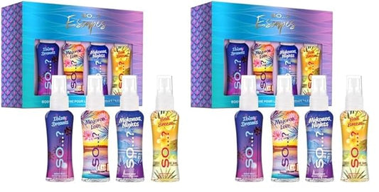 So...? Escapes Body Mist Gift Set - Perfumes for Women - Everyday Body Spray - Vegan, Cruelty-Free - Fragrance Gifts - 4 pcs (Pack of 2)-BrightBean Baby