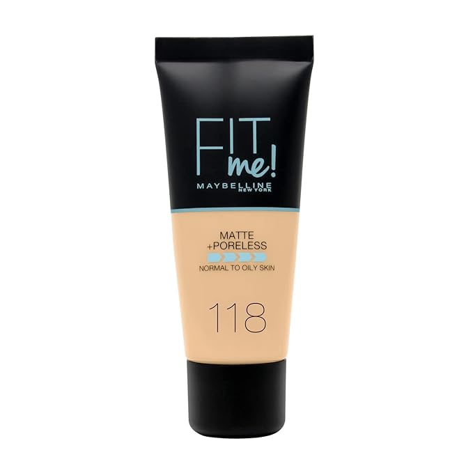 Maybelline New York Fit Me Matte & Poreless Foundation 118 Light Beige 30ml-BrightBean Baby