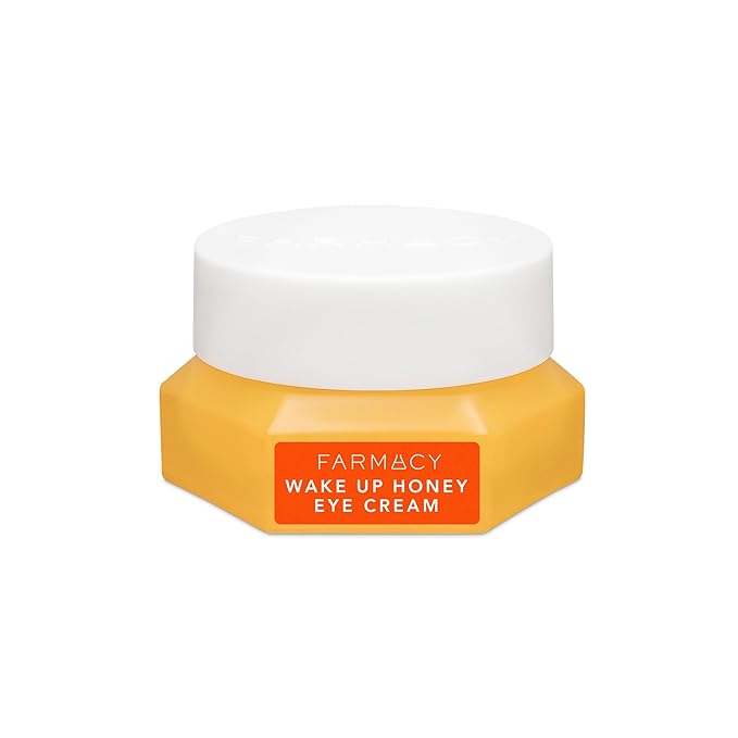 Farmacy Brightening Eye Cream - Wake Up Honey Under Eye Cream for Dark Circles + Puffiness - Caffeine Eye Cream Enriched with Vitamin C + Cranberry Peptide to Smooth Wrinkles Over Time (15ml)-BrightBean Baby