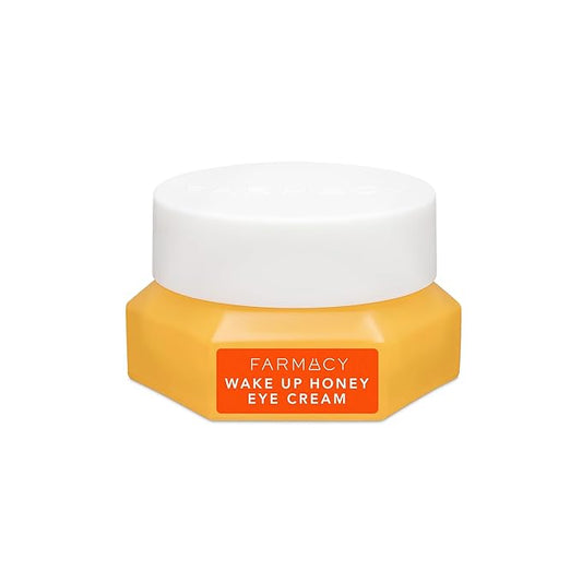 Farmacy Brightening Eye Cream - Wake Up Honey Under Eye Cream for Dark Circles + Puffiness - Caffeine Eye Cream Enriched with Vitamin C + Cranberry Peptide to Smooth Wrinkles Over Time (15ml)-BrightBean Baby