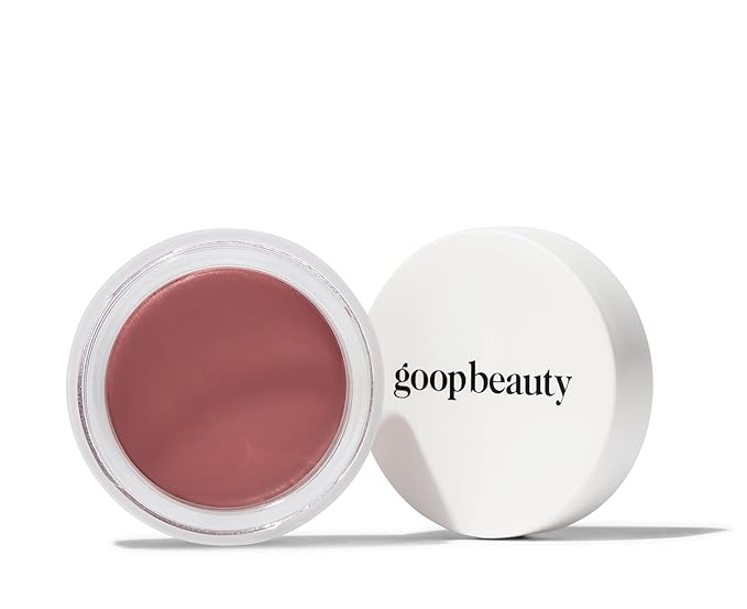 goop Beauty Cream Blush | Sheer Pop of Color for Lips & Cheeks | Vitamin C, Vitamin E, & Safflower Oil | Natural Makeup for Glowing Skin | Paraben & Silicone Free | 0.5 oz | Velveteen - Sheer Mauve-BrightBean Baby