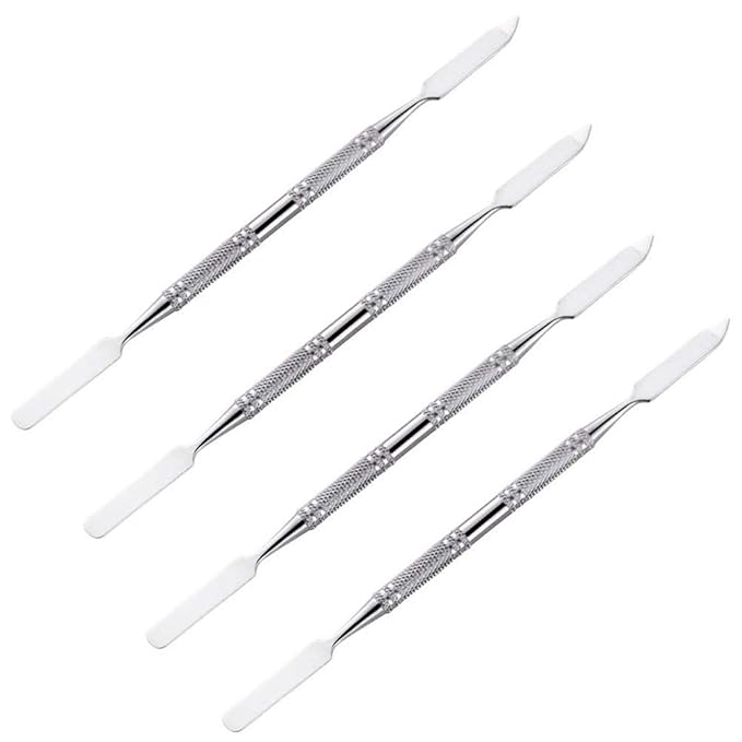 4 Pieces Makeup Spatula Cosmetics Mixing Spatula Stainless Steel Cosmetic Makeup Spatula Makeup Palette Spatula Tool Double Headed Makeup Stirring Spatula Makeup Accessories(150 mm, Silver)-BrightBean Baby