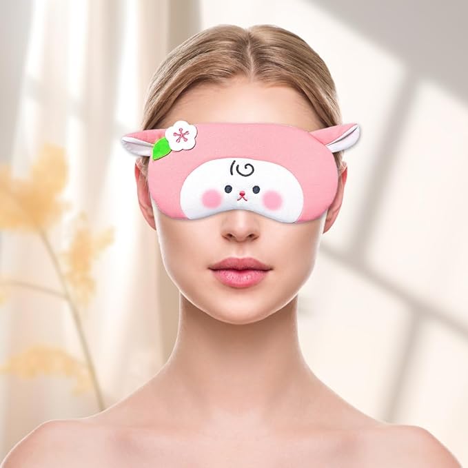 PERFECTSIGHT Sheep Sleep Eye Masks, Cute Plush Sleep Eye Cover Lightweight Adjustable Eyeshade Faux Fur Mask Cover for Women Men Sleep Travel Nap (Pink Sheep)-BrightBean Baby