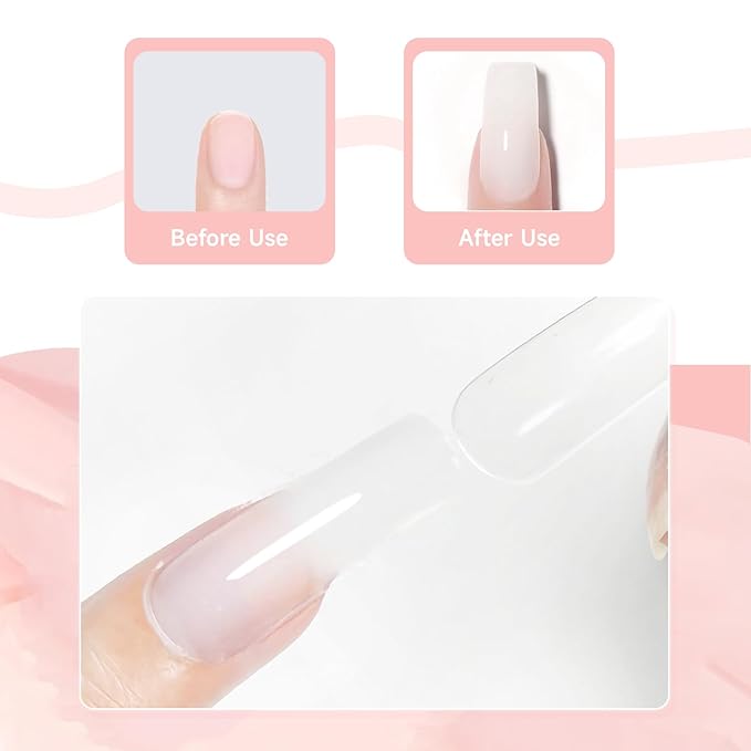 JEWHITENY Poly Nail Gel Set Clear Pink White Neutral Classic Color Poly Extension Gel With Base and Top Coat Slip Solution French Manicure for Home DIY Need U V Lamp Curing-BrightBean Baby