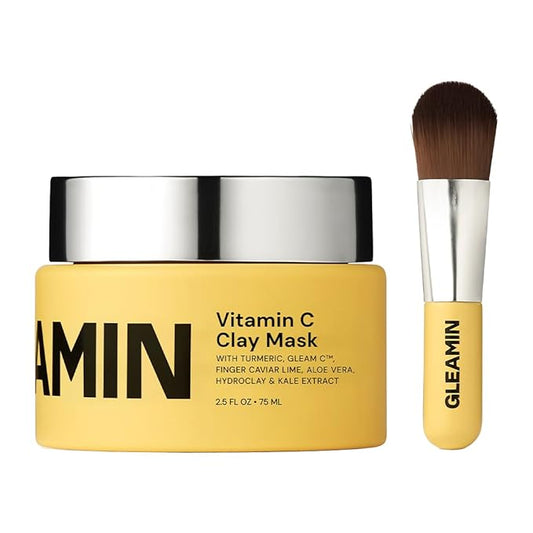 Gleamin Vitamin C Clay Mask for Dark Spots, Turmeric Clay Face Mask Skin Care, Deeply Cleanses & Refines Pores, Brightens Uneven Tone and Helps Improve Post-Blemish Scarring & Texture, Up to 20 Uses-BrightBean Baby