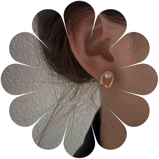 Vintage Pearl Claw Earrings Pearl Claw Stud Earrings Gold Circle Earrings Minimal Pearl Earrings Jewelry for Women-BrightBean Baby