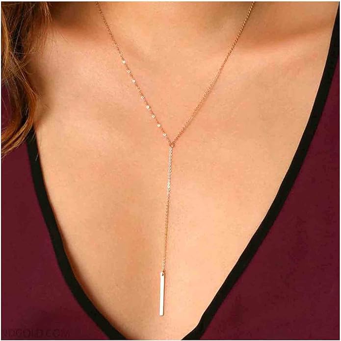 Boho Long Bar Necklace Choker Y Lariat Necklace Chain Minimalist Drop Necklace Jewelry for Women and Girls-BrightBean Baby
