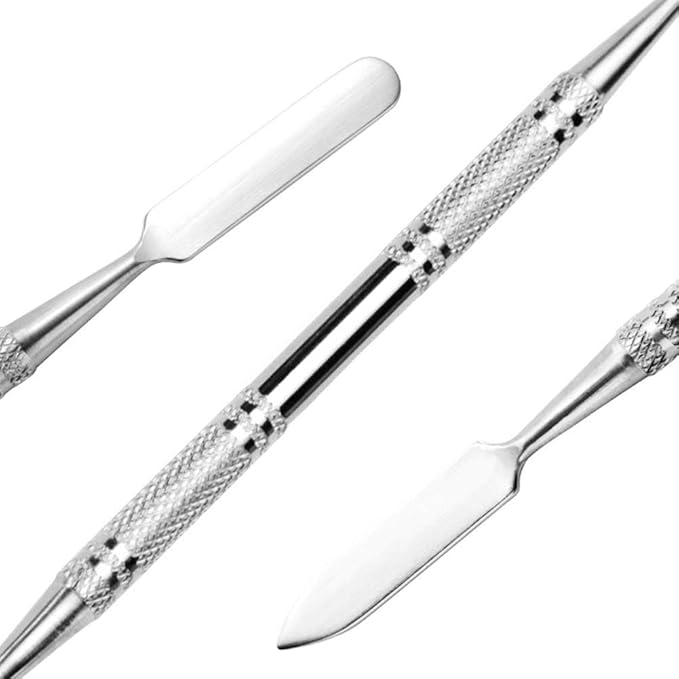 2 Pack Professional Makeup Palette, 2 Types Pro Lady Stainless Steel Cosmetic Artist Spatula with Spatula Tool for Mixing Foundation by ACKLLR, Silver-BrightBean Baby