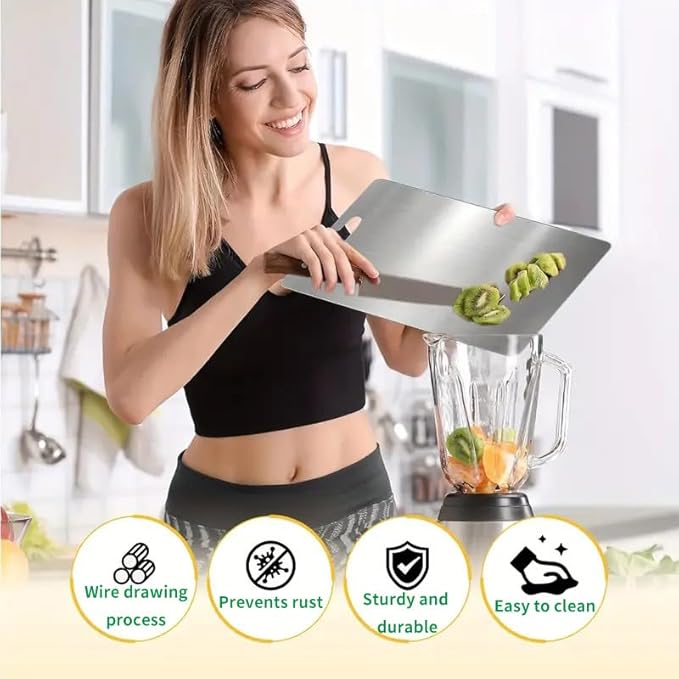 Titanium Cutting Board, New Upgrade Pure Titanium Cutting Boards for Kitchen, Double Sided Non Toxic Katuchef titanium Cutting Board, Hygiene Durable Dishwasher Safe Chopping Board (L:15.35IN*11.02IN)