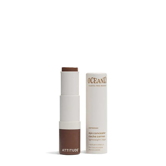 ATTITUDE Oceanly Light Coverage Under Eye Concealer Stick, Titanium Dioxide-Free, EWG Verified, Plastic-Free, Vegan & Cruelty-free Makeup, Espresso, 0.2 Ounces-BrightBean Baby