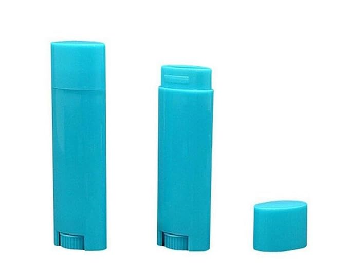 4.5g 0.15oz Empty Refillable Plastic DIY Lipstick Lip Balm Lip Gloss Tubes Holder Containers Oval Deodorant Crayon Tube Pipe Bottle Case (50pcs, Blue)-BrightBean Baby