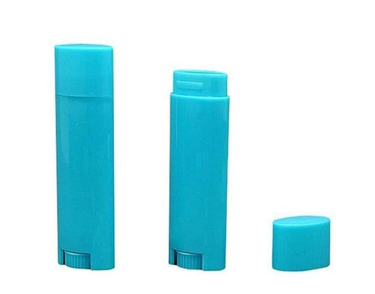4.5g 0.15oz Empty Refillable Plastic DIY Lipstick Lip Balm Lip Gloss Tubes Holder Containers Oval Deodorant Crayon Tube Pipe Bottle Case (50pcs, Blue)-BrightBean Baby