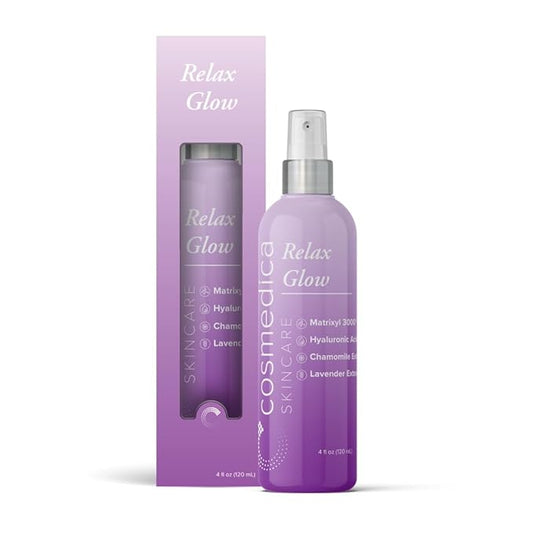 Cosmedica Skincare Relax Glow Hydrating Peptide Spray with Chamomile, Lavender Extract, Matrixyl 3000 & Hyaluronic Acid for Calming Skin, Moisturizer – 4 oz-BrightBean Baby