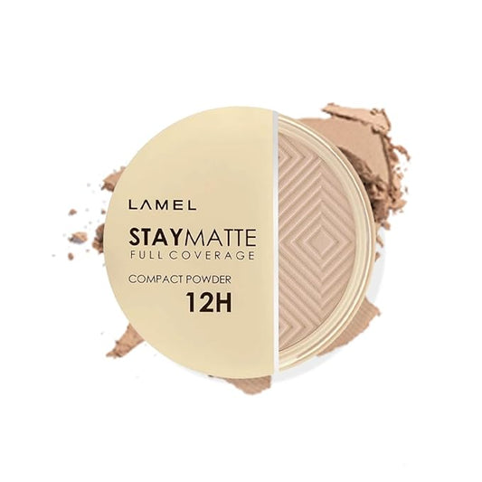 Lamel Stay Matte Compact Powder - Light Natural Coverage - Universal Neutral Undertone - Cruelty Free - Natural - N.403-BrightBean Baby