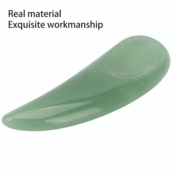 Spatula Scoop, Curved Cosmetic Spatula Scoop Mini Gua Sha Jadestone Curved Makeup Eye Cream Cosmetic Spatula Reduce Puffiness, Bags And Dark Circles Under the Eyes (Green)-BrightBean Baby