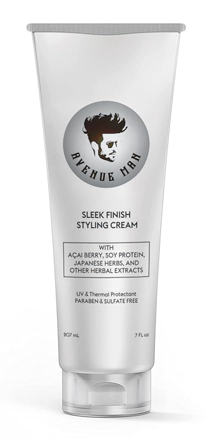 Avenue Man Sleek Finish Cream - 7 oz - Hair Styling Cream for Men with Acai & Soy Protein - Hair Putty for Smooth Control & Structure - Hair Paste for Men for Textured, Slick Back or Classic Looks-BrightBean Baby