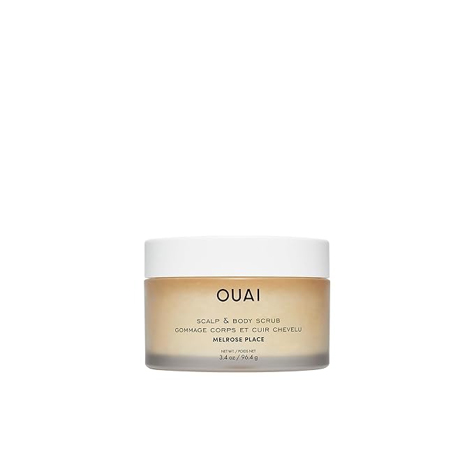 OUAI Scalp & Body Scrub Travel Size, Melrose Place - Exfoliating Body Scrub with Sugar & Coconut Oil Blend for Smooth, Moisturized Skin - Gentle for Removing Product Build Up (3.4 Oz)-BrightBean Baby