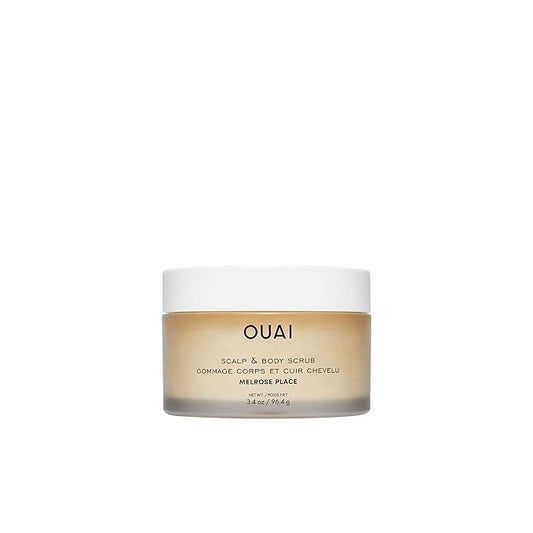 OUAI Scalp & Body Scrub Travel Size, Melrose Place - Exfoliating Body Scrub with Sugar & Coconut Oil Blend for Smooth, Moisturized Skin - Gentle for Removing Product Build Up (3.4 Oz)-BrightBean Baby