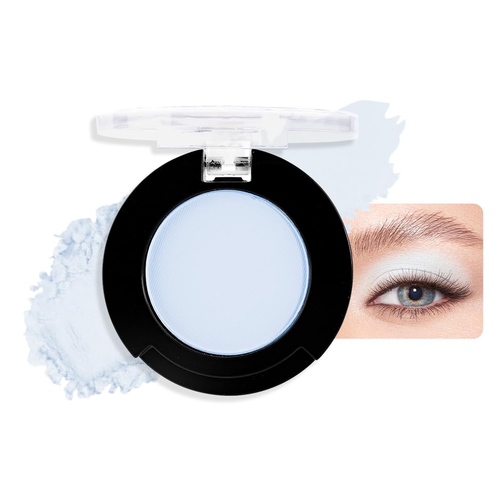 Monochrome Pressed Eyeshadow, Matte Blue Waterproof Neutral Powde Mini Eyeshadow, sombras para ojos, Talc, Paraben & Cruelty Free (C10#Matte Blue)-BrightBean Baby