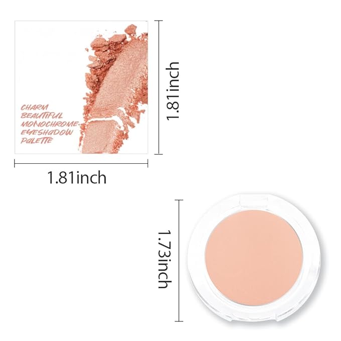 Single Mini Pressed Eyeshadow Makeup Palette, Nude Skin Color Sparkle Shimmer Glitter Monochrome Cream Eye shadows Palette Brightener Makeup for Older Women, Pigmented Waterproof 02#-BrightBean Baby