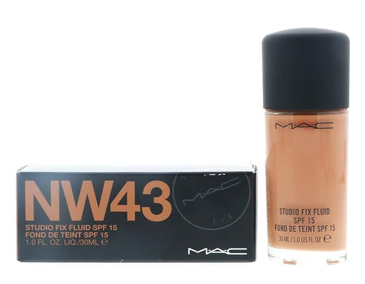 M.A.C. Studio Fix Fluid Foundation SPF 15 Boxed, NW43, 1 Count (A10)-BrightBean Baby