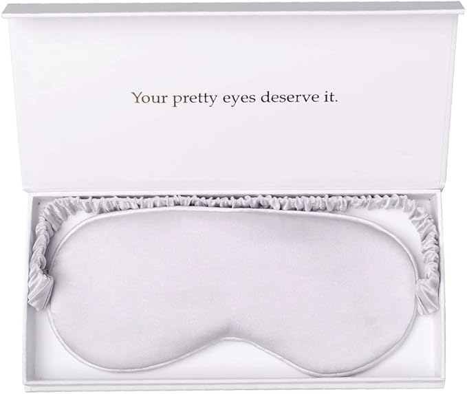 Silk Sleep Mask Light Blocking Luxury 100% Mulberry 19mm Silk Eye Mask Eye Cover Blindfold Ultra Soft Light & Comfy Anti Aging Skin Care with Travel Bag Gift Package-BrightBean Baby